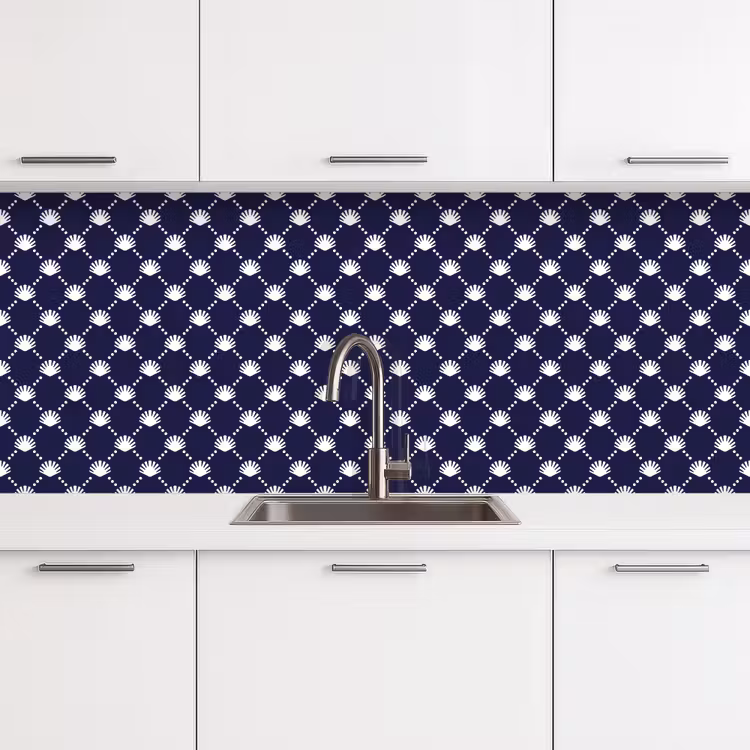 Oceaan - Schelp - Blauw - Wit keuken achterwand 2 middel 871 -3d