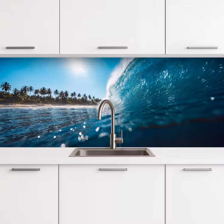 Oceaan - Golf - Strand - Natuur - Blauw keuken achterwand 2 middel -3d