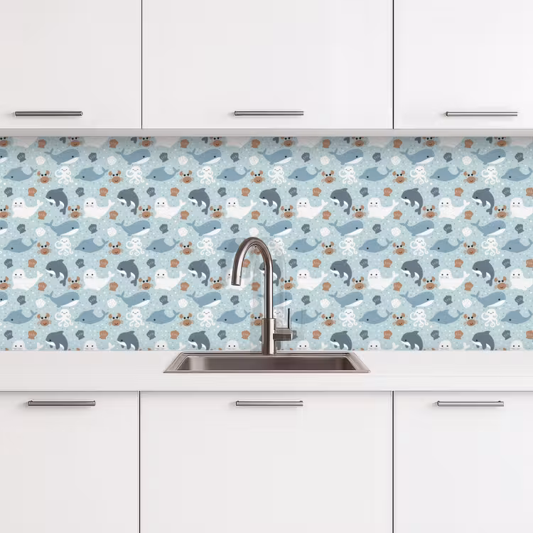 Oceaan - Walvis - Zeehond - Krab keuken achterwand 2 middel 871 -3d