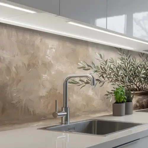 Olijfplant - Aardenpot - Abstract - Beige keuken achterwand 2 middel -3d_schuin