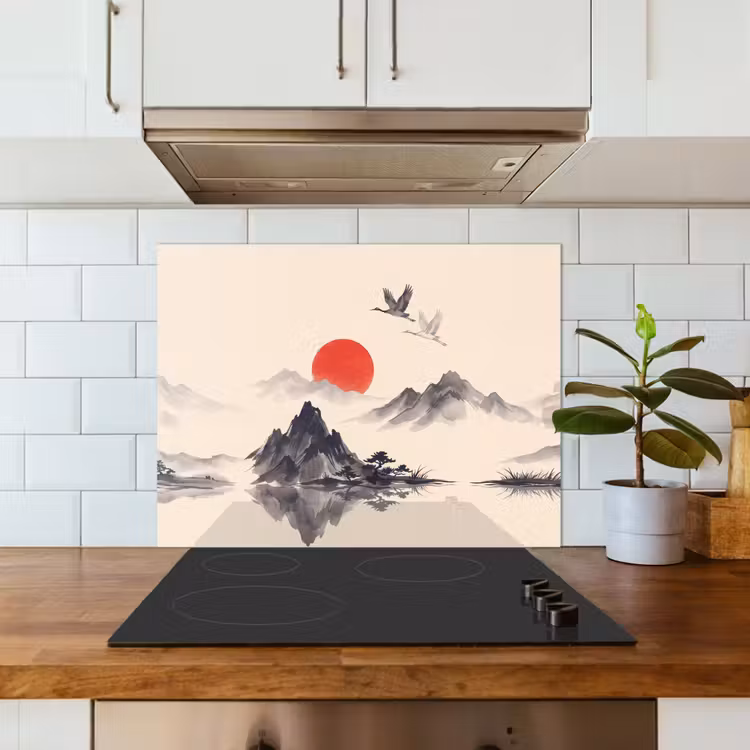 Oosters - Kraanvogels - Landschap keuken achterwand 2 middel -sfeer4_NL