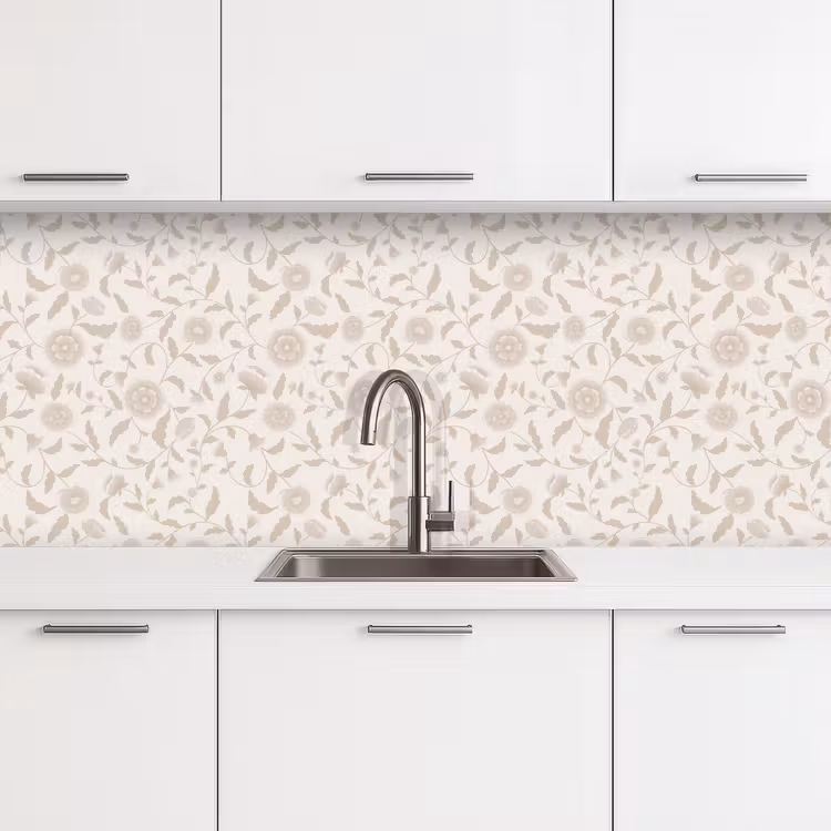 Sierlijk - Bloemen - Beige keuken achterwand 2 middel 871 -3d
