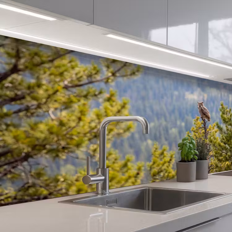 Uil - Oehoe - Bomen - Natuur keuken achterwand 2 middel -3d_schuin