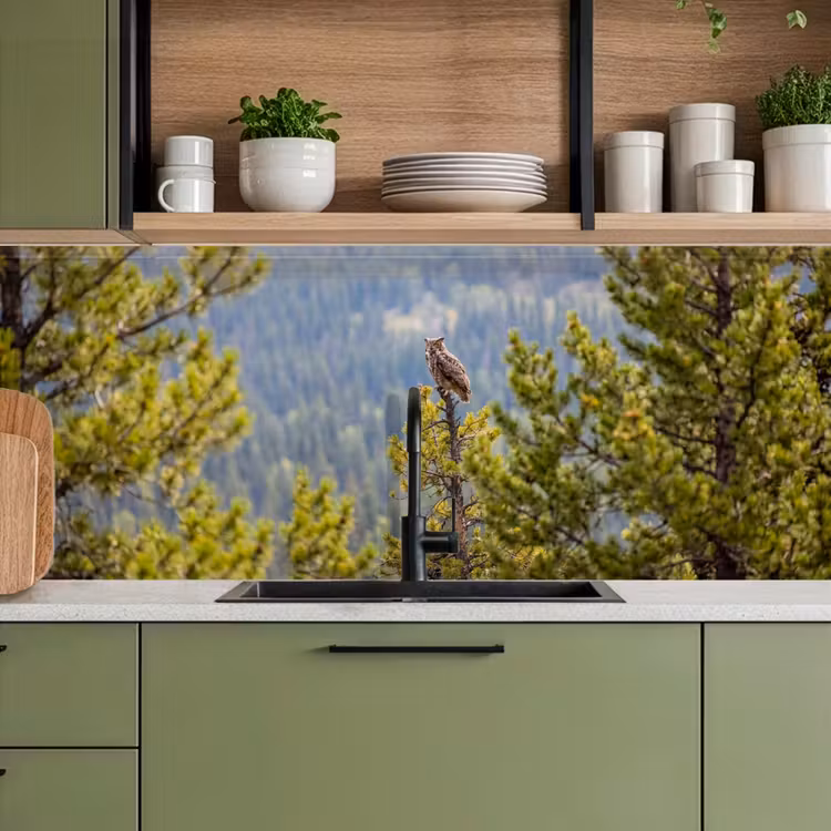 Uil - Oehoe - Bomen - Natuur keuken achterwand 2 middel -sfeer3