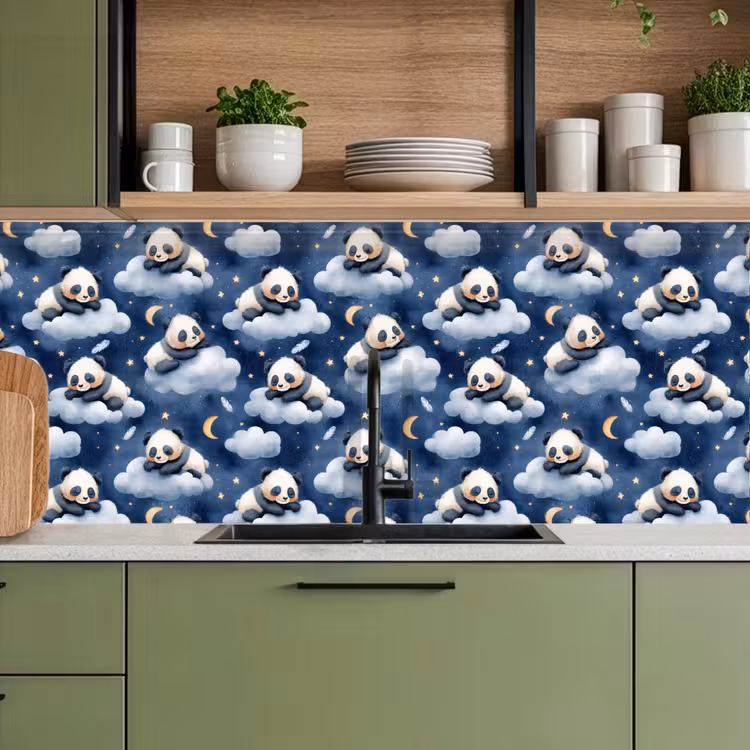Panda's - Slapen - Blauw keuken achterwand 2 middel 871 -sfeer3