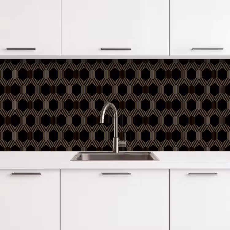 Parallel - Goud - Zwart - Bijenraatmotief keuken achterwand 2 middel 871 -3d