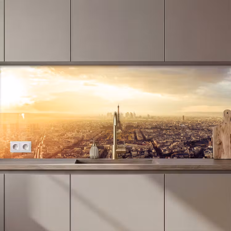 Parijs - Skyline - Zonsondergang - Steden keuken achterwand 2 middel zz_3dshopping
