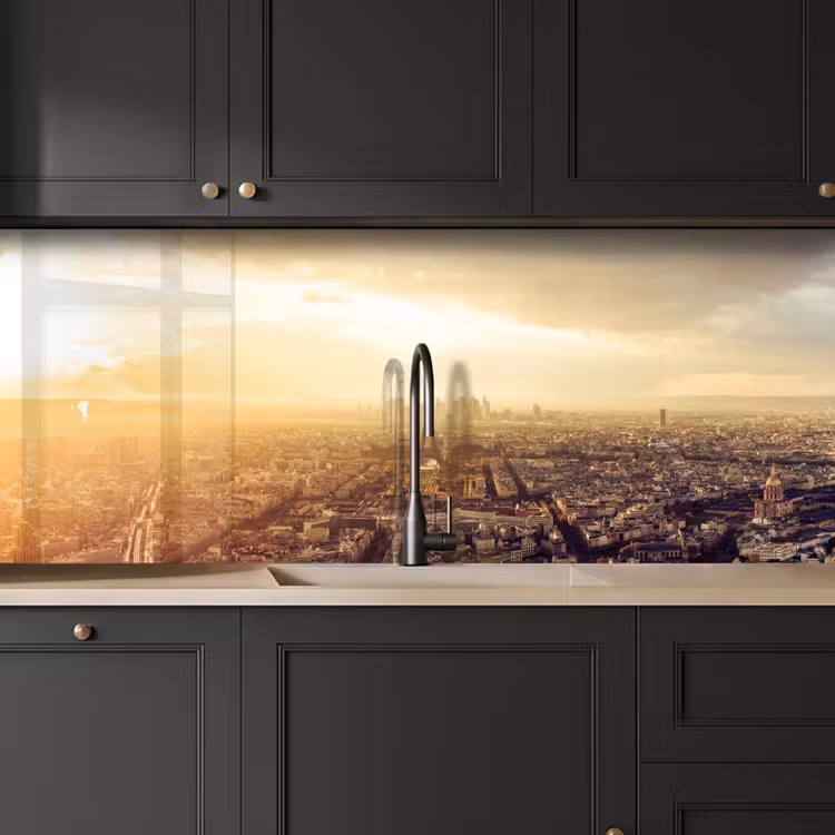 Parijs - Skyline - Zonsondergang - Steden keuken achterwand 2 middel -sfeer1