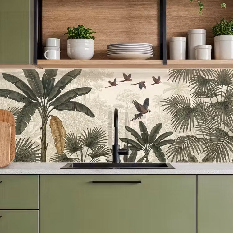 Papagaaien - Jungle - Tropisch - Green keuken achterwand 2 middel -sfeer3