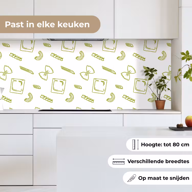 Pasta - Groen - Wit - Patroon keuken achterwand 2 middel -sfeer4_NL