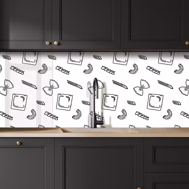 Pasta - Patroon - Zwart - wit keuken achterwand 2 middel -sfeer1