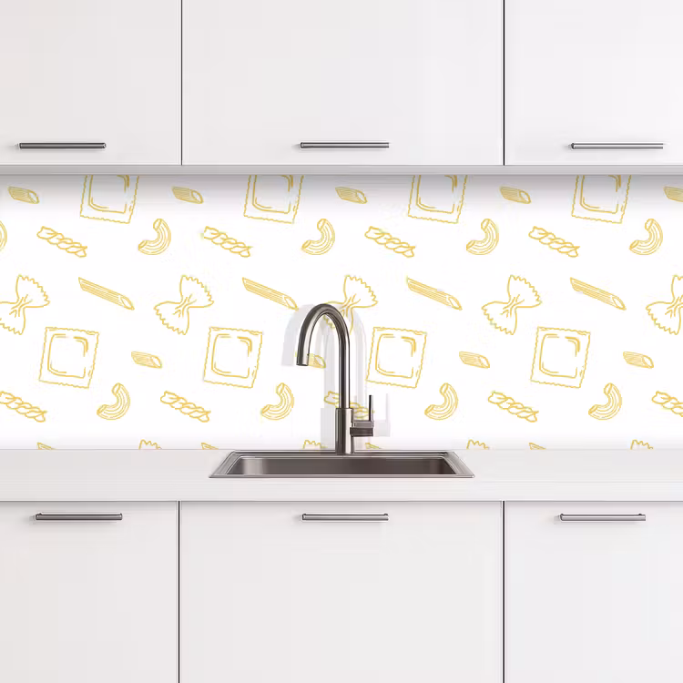 Pasta - Geel - Wit - Patroon keuken achterwand 2 middel -3d