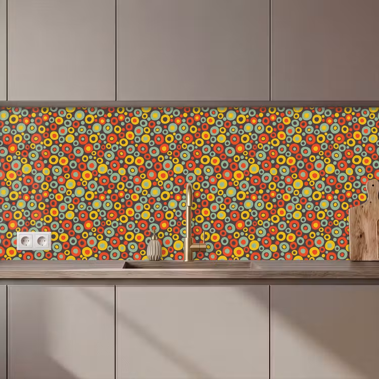 Patroon - Jaren 70 - Retro - Bubbel keuken achterwand 2 middel 871 zz_3dshopping
