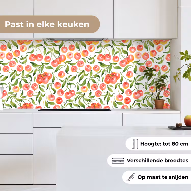 Patroon - Kersen - Wit keuken achterwand 2 middel 871 -sfeer4_NL