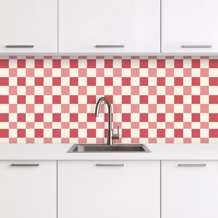 Patroon - Schaak - Roze keuken achterwand 2 middel 871 -3d