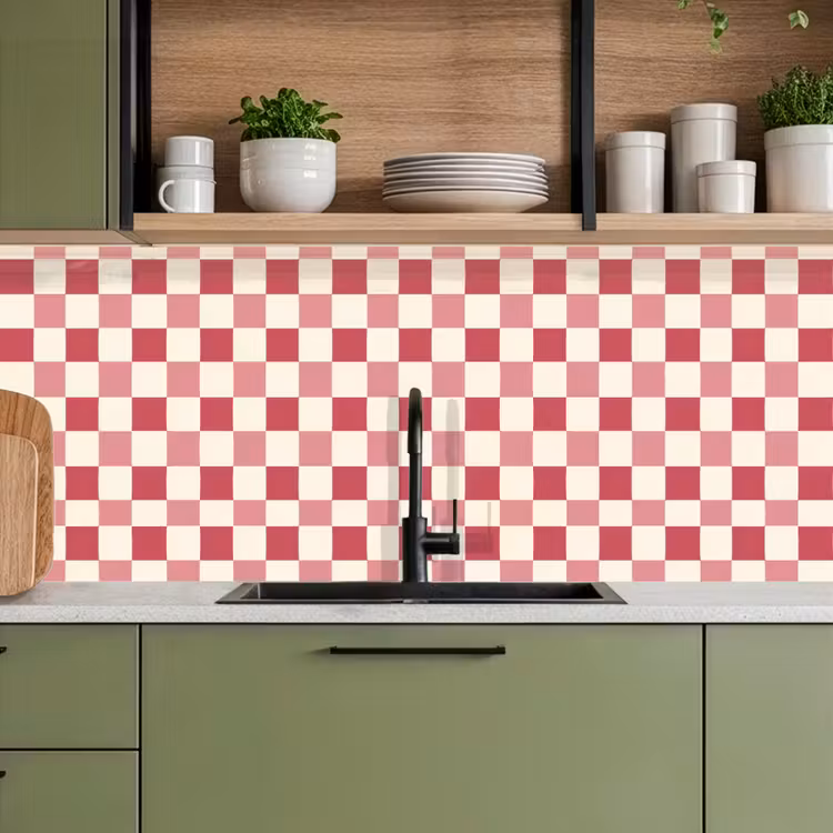 Patroon - Schaak - Roze keuken achterwand 2 middel 871 -sfeer3