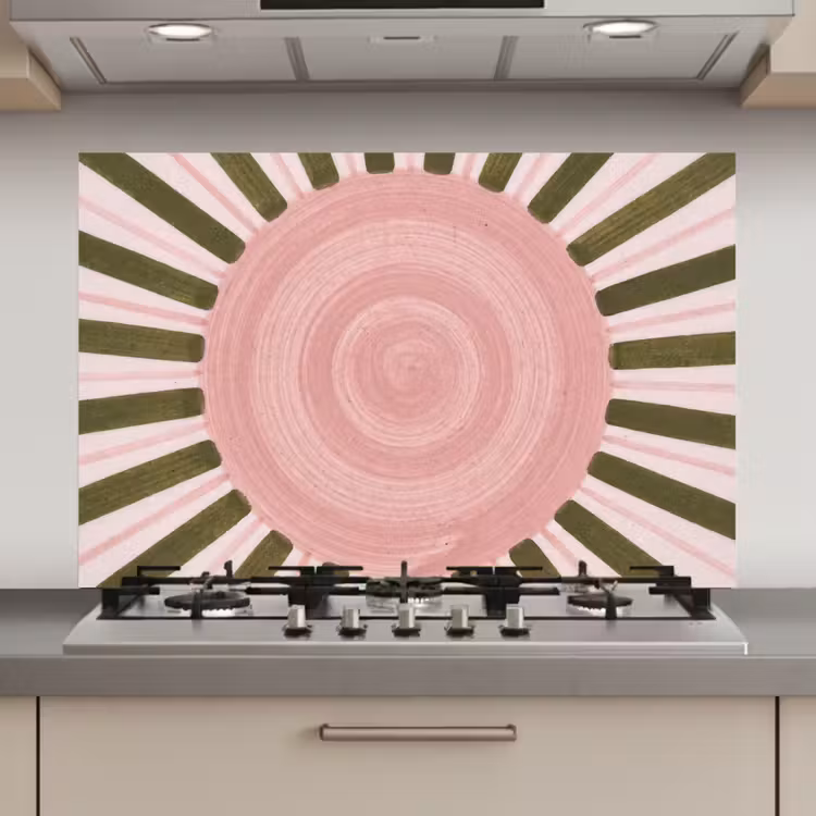 Patroon - Cirkel - Stralen - Abstract - Roze keuken achterwand spatscherm klein -3d_website