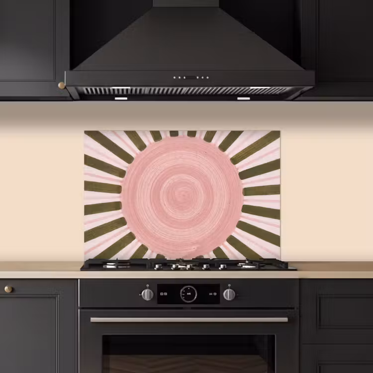 Patroon - Cirkel - Stralen - Abstract - Roze keuken achterwand spatscherm klein -sfeer1