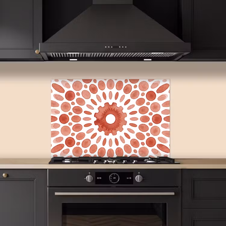Patroon - Cirkels - Abstract - Modern - Rood keuken achterwand spatscherm klein -sfeer1