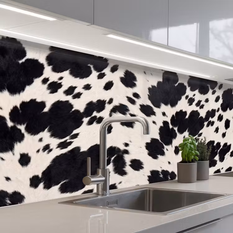 Patroon - Vacht - Zwart - Wit keuken achterwand 2 middel -3d_schuin