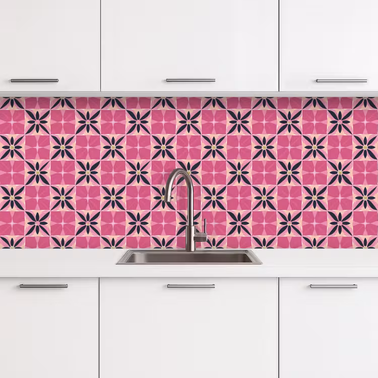 Patroon - Bloemmotief - Meerkleurig keuken achterwand 2 middel 871 -3d
