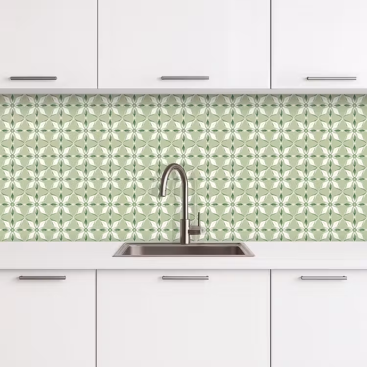 Patroon - Bloemenvorm - Groen keuken achterwand 2 middel 871 -3d
