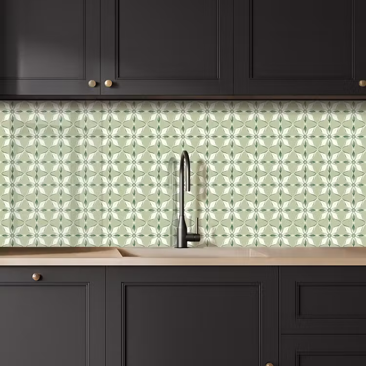 Patroon - Bloemenvorm - Groen keuken achterwand 2 middel 871 -sfeer1