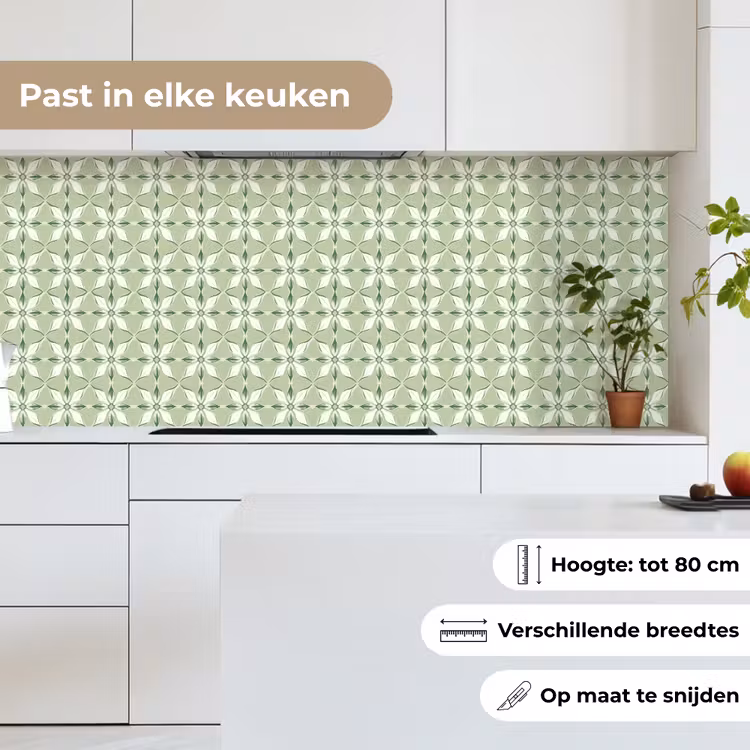Patroon - Bloemenvorm - Groen keuken achterwand 2 middel 871 -sfeer4_NL