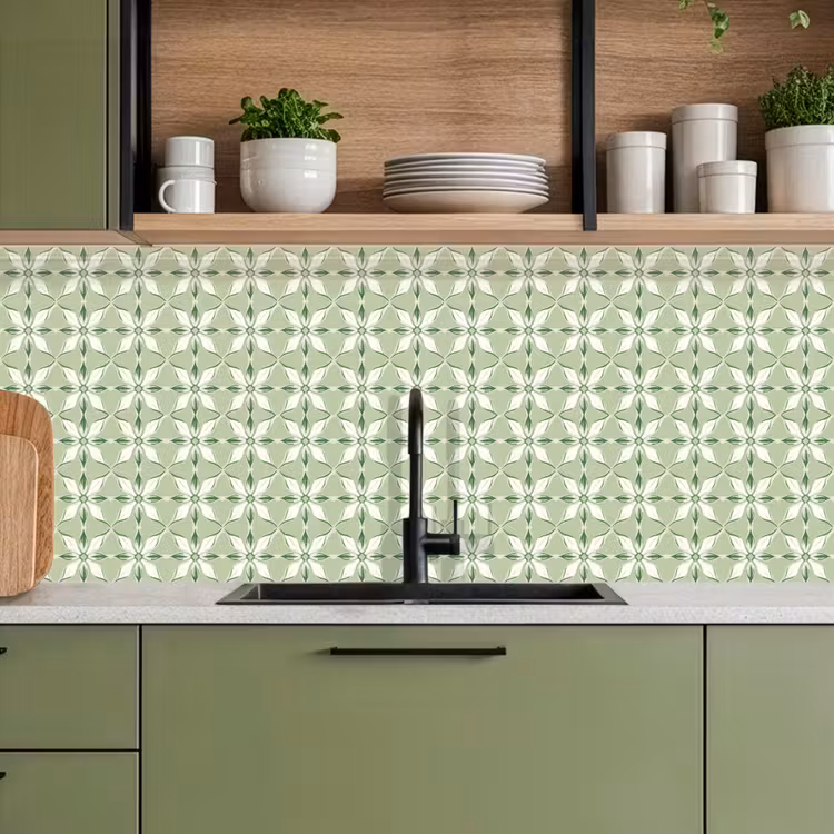 Patroon - Bloemenvorm - Groen keuken achterwand 2 middel 871 -sfeer3