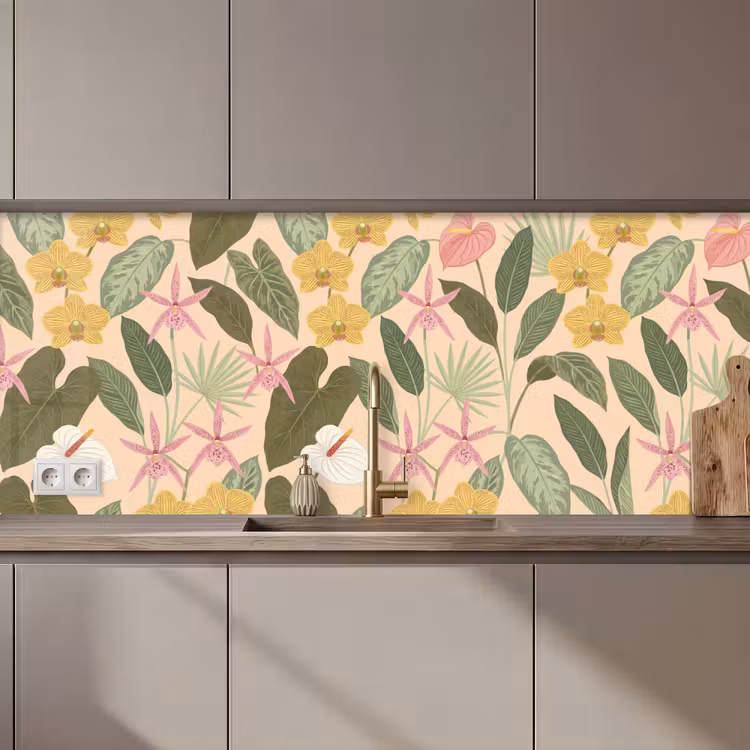 Patroon - Bloemen - Kleurrijk keuken achterwand 2 middel zz_3dshopping