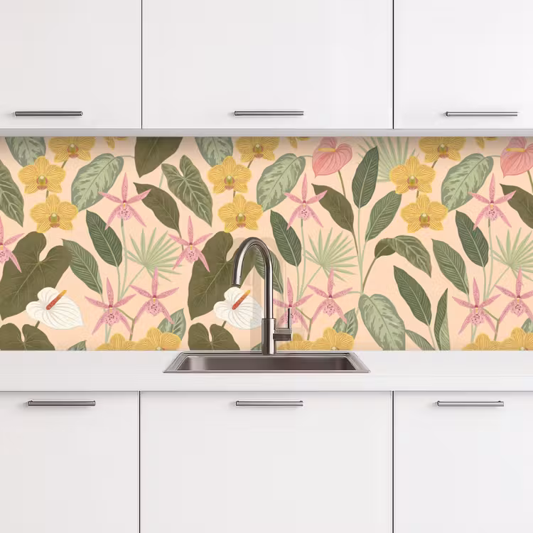 Patroon - Bloemen - Kleurrijk keuken achterwand 2 middel -3d