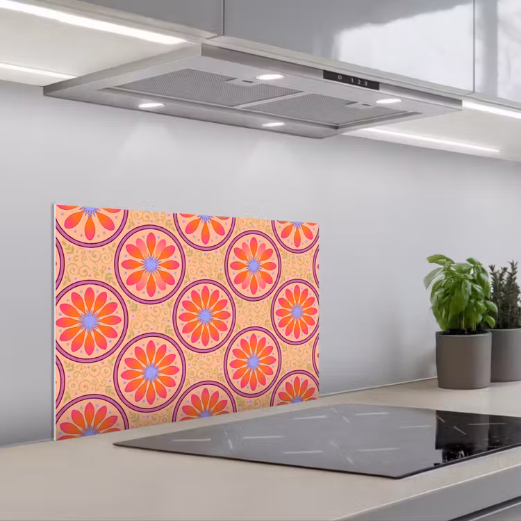 Patroon - Bloemen - Decoratief - Kleurrijk - Modern keuken achterwand spatscherm klein -3d_schuin