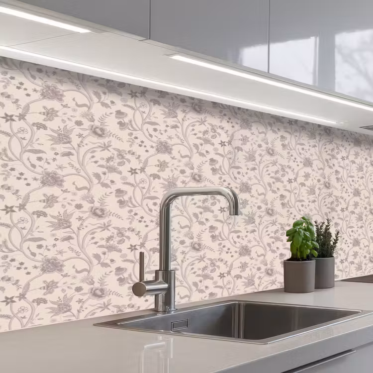 Patroon - Bloemen - Paars keuken achterwand 2 middel 871 -3d_schuin