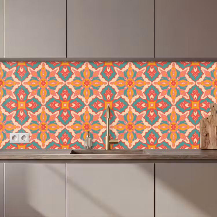 Patroon - Hippie - Oranje keuken achterwand 2 middel 871 zz_3dshopping