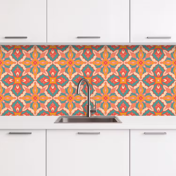 Patroon - Hippie - Oranje keuken achterwand 2 middel 871 -3d