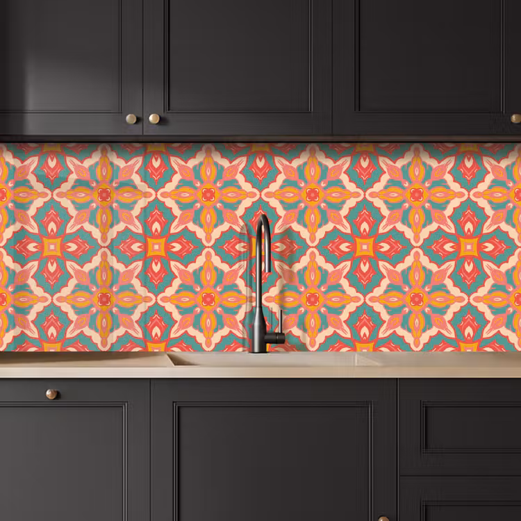 Patroon - Hippie - Oranje keuken achterwand 2 middel 871 -sfeer1