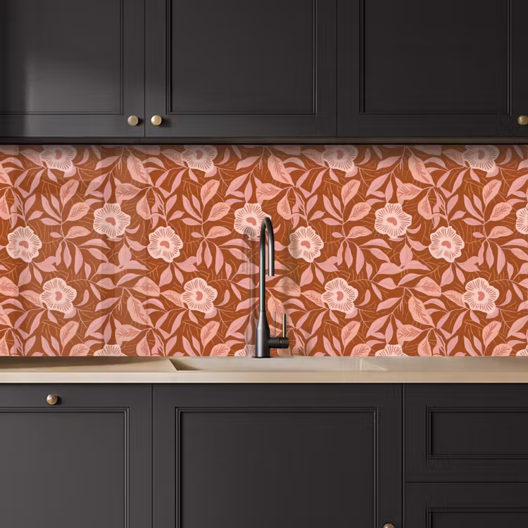 Patroon - Bladeren - Terracotta keuken achterwand 2 middel 871 -sfeer1