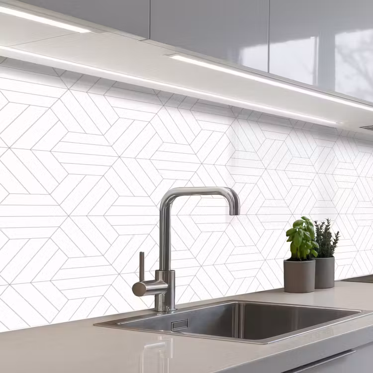 Patroon - Lijn - Design - Zwart - Wit keuken achterwand 2 middel 871 -3d_schuin
