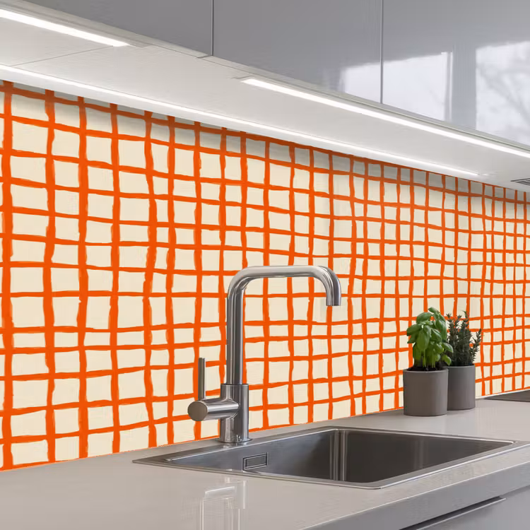 Patroon - Lijnen - Oranje keuken achterwand 2 middel 871 -3d_schuin