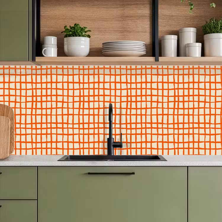 Patroon - Lijnen - Oranje keuken achterwand 2 middel 871 -sfeer3