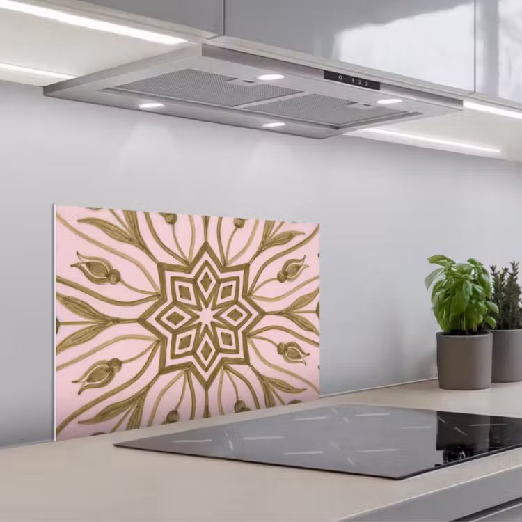 Patroon - Mandala - Decoratie - Abstract - Groen keuken achterwand spatscherm klein -3d_schuin