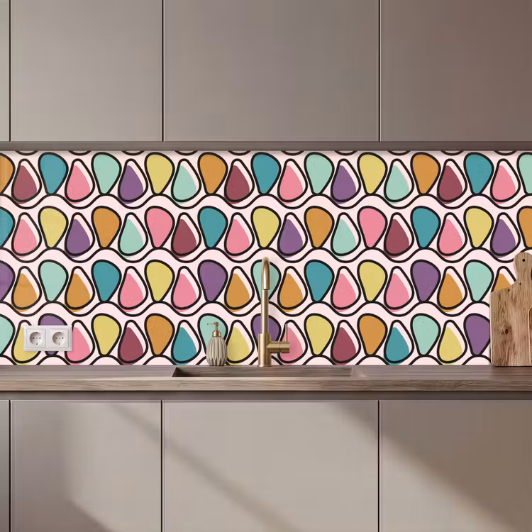 Patroon - Ovaal - Pastel keuken achterwand 2 middel 871 zz_3dshopping