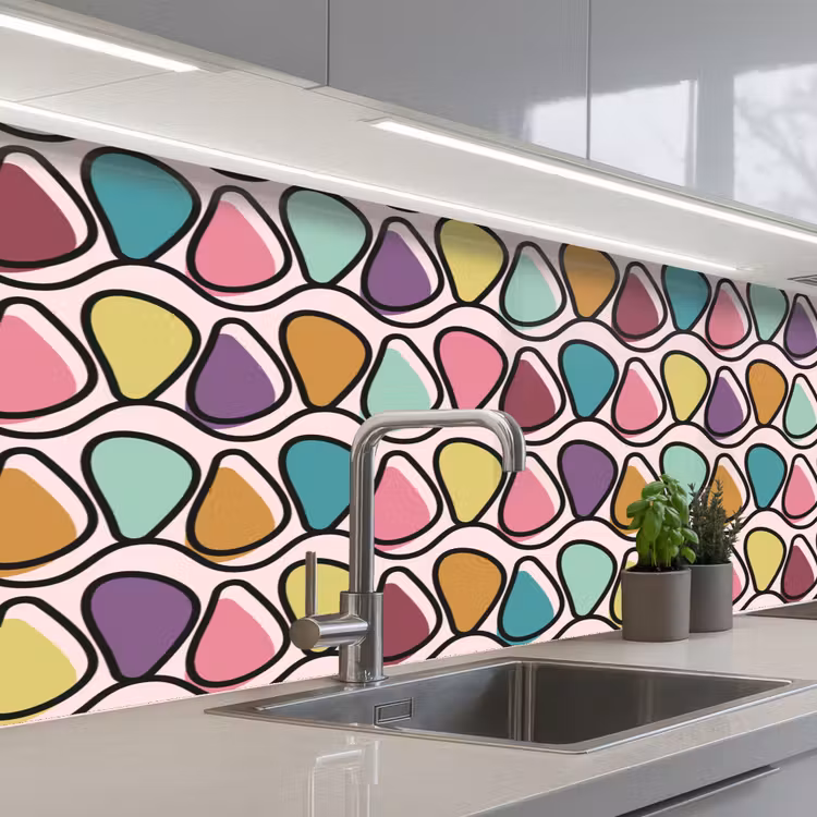 Patroon - Ovaal - Pastel keuken achterwand 2 middel 871 -3d_schuin