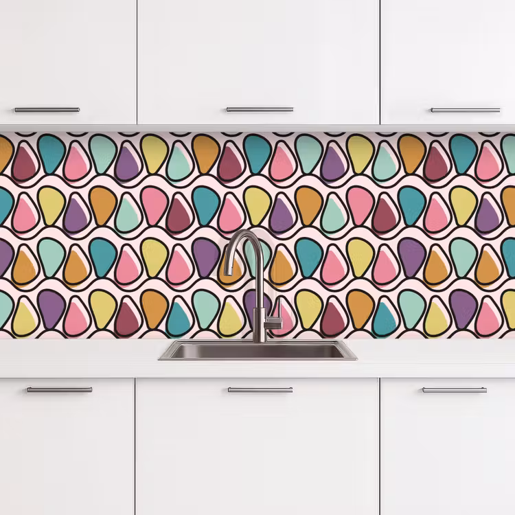 Patroon - Ovaal - Pastel keuken achterwand 2 middel 871 -3d