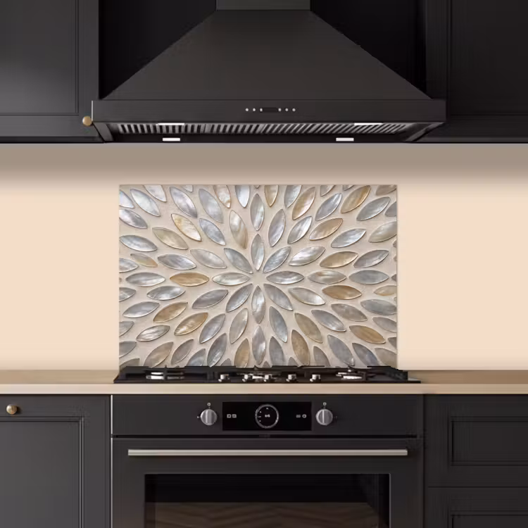Patroon - Ovaal - Glanzend - Abstract - Beige keuken achterwand spatscherm klein -sfeer1