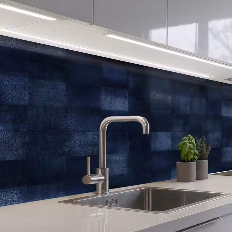 Patroon - Ruit - Marineblauw keuken achterwand 2 middel 871 -3d_schuin