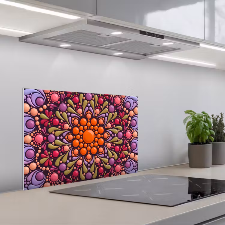 Patroon - Stippen - Abstract - Modern - Kleurrijk keuken achterwand spatscherm klein -3d_schuin