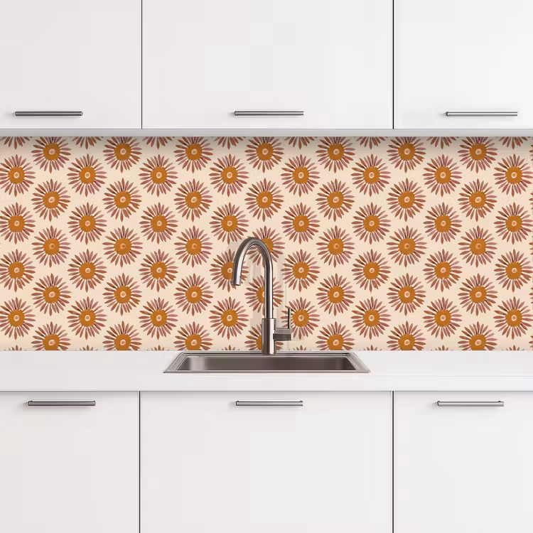 Patroon - Retro - Bruin keuken achterwand 2 middel 871 -3d