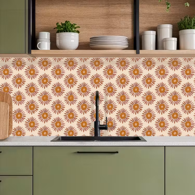 Patroon - Retro - Bruin keuken achterwand 2 middel 871 -sfeer3