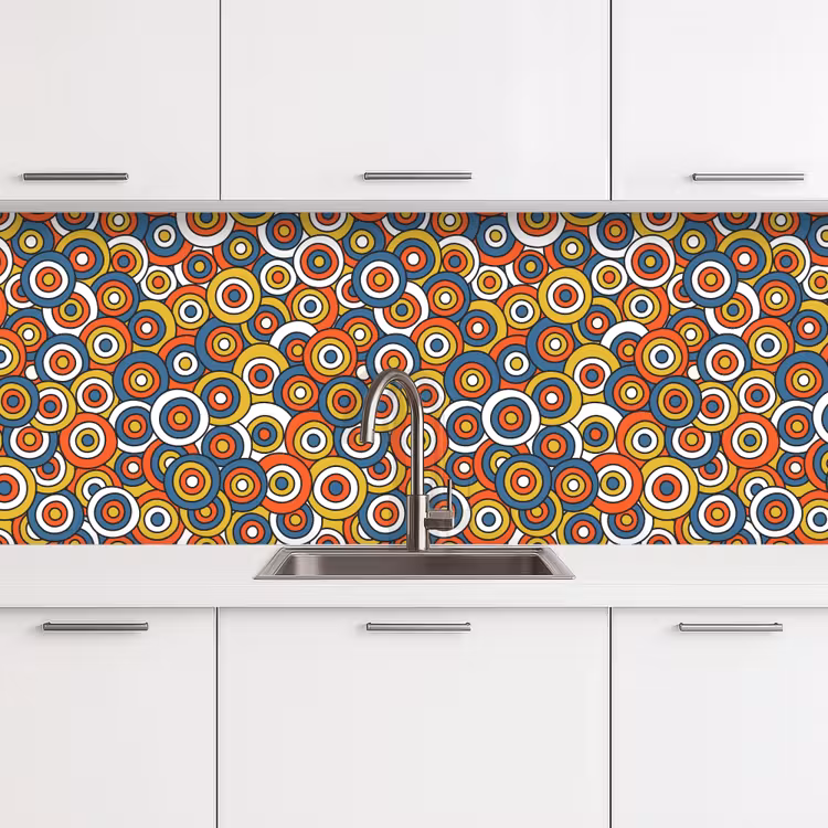 Patroon - Retro - Cirkel keuken achterwand 2 middel 871 -3d